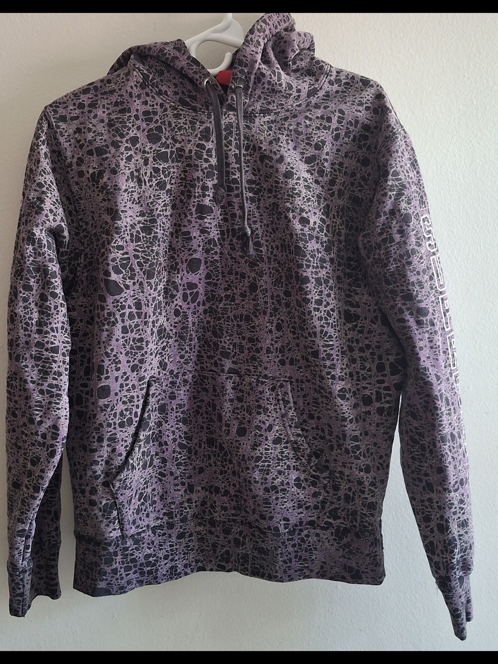 Supreme Purple Black Marble-Pattern Hoodie